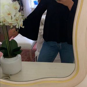 Ribbed black bell sleeve sweater